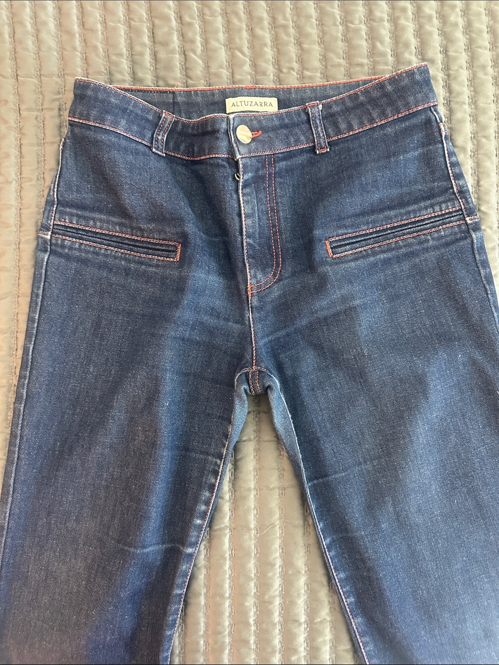 Altuzarra Indigo High-Rise Jeans with Contrast Stitching - 40